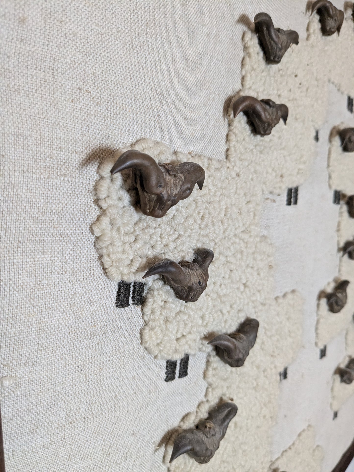 Textile Art Flock of Sheep | Black Sheep Water Caltrop Heads