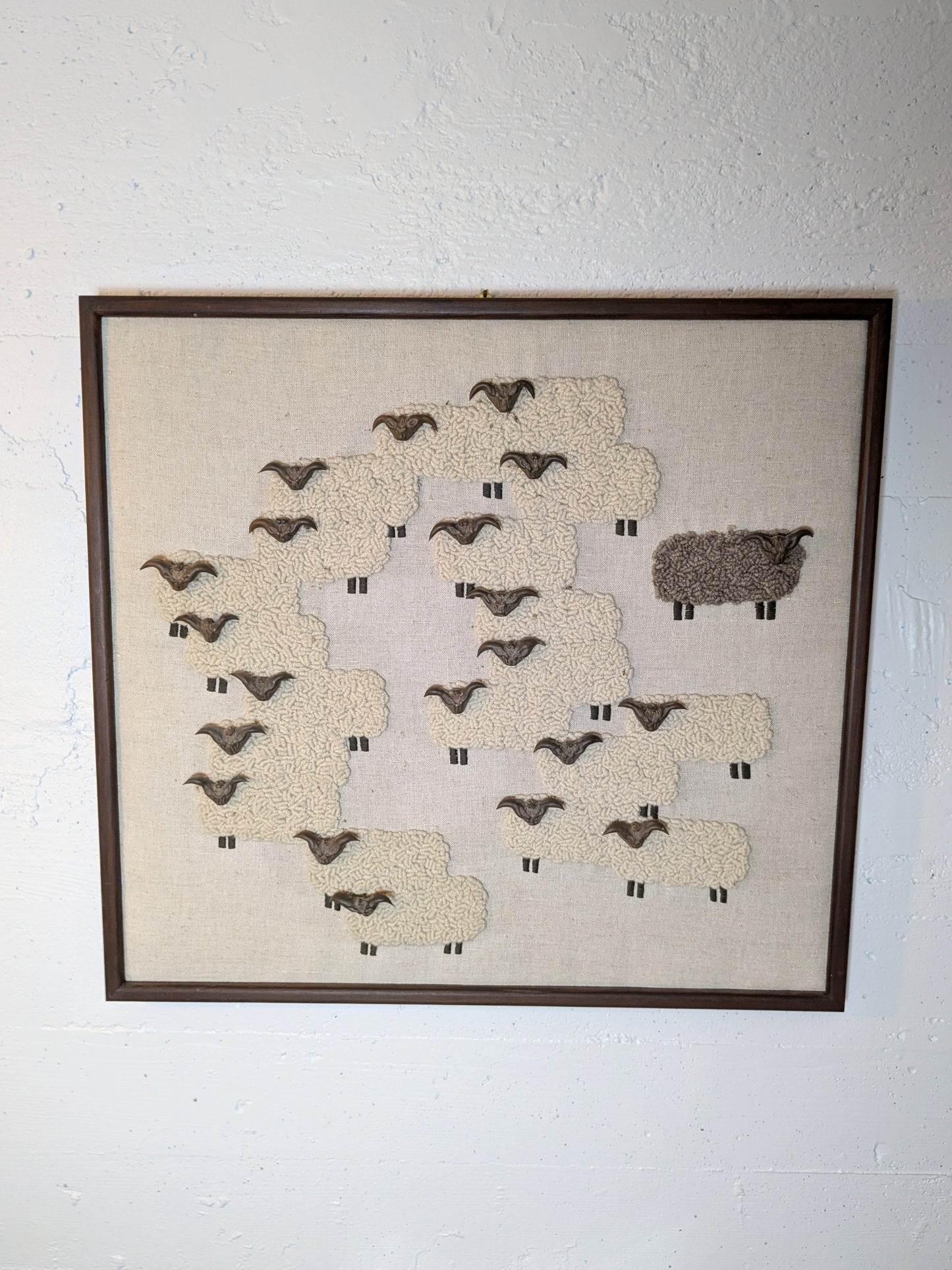 Textile Art Flock of Sheep | Black Sheep Water Caltrop Heads