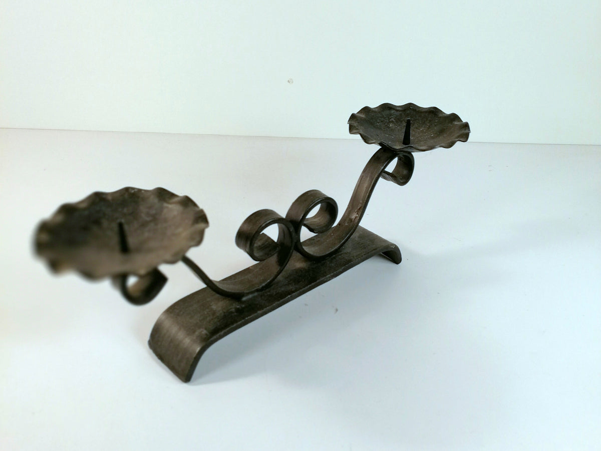 Wrought Iron Candle Holder | West Germany Vintage Metal Candle Holder | Heavy Duty